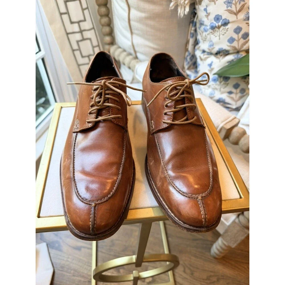 Cole Haan Oxford Brown Leather Apron Split Round Toe Lace Up Shoes Size 9.5M